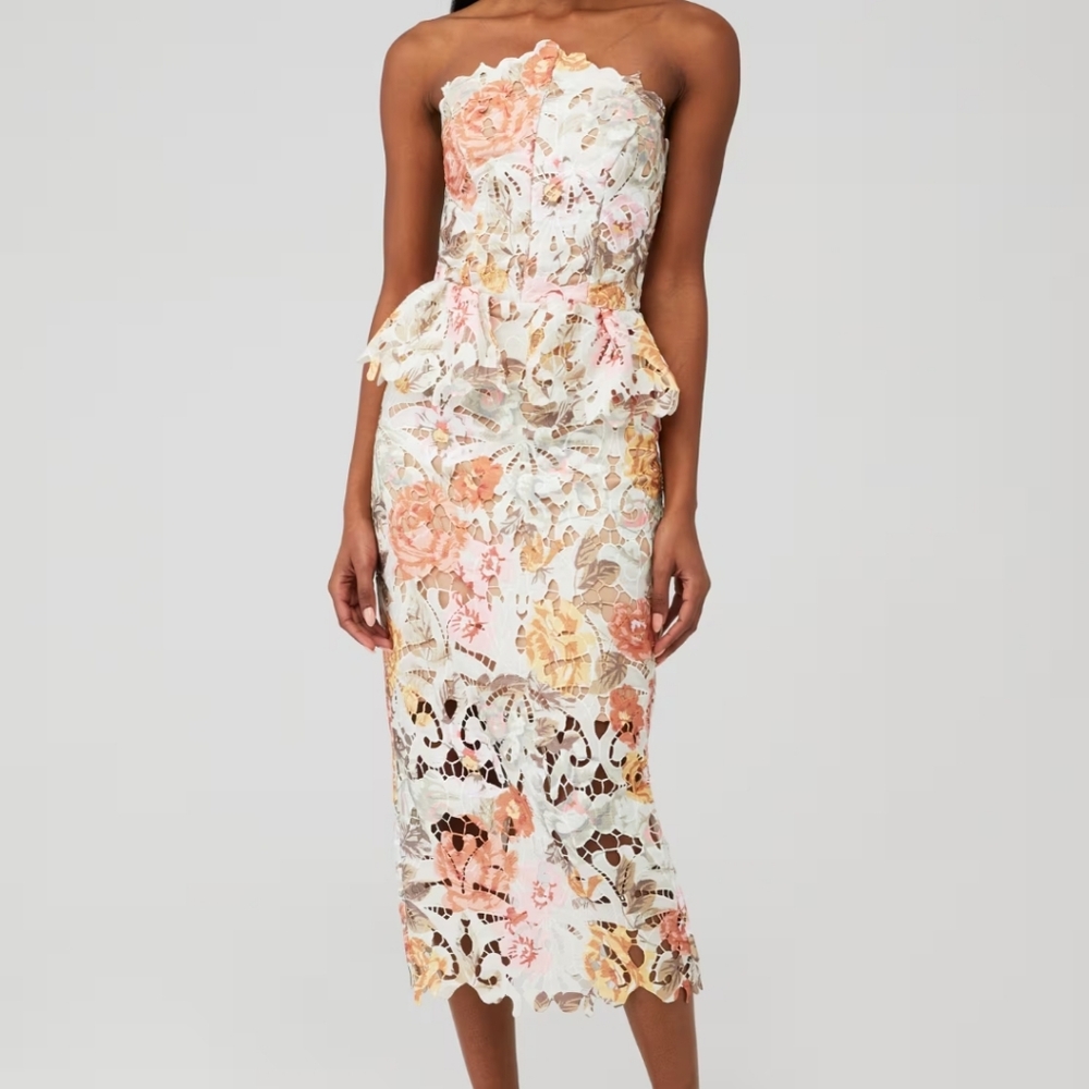 Elliatt Strapless Dress in Pink and White